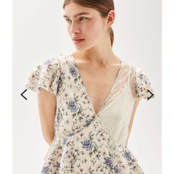 NWT TopShop floral & lace mix midi dress size 6 - Picture 3 of 8